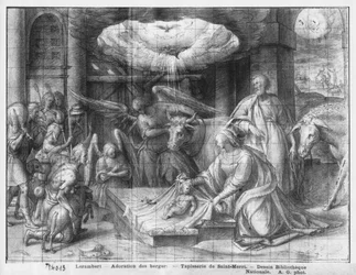 Leven van Christus, Aanbidding van de herders, voorbereidende studie van tapijtkarton voor de Kerk Saint-Merri in Parijs, ca. 1585-90